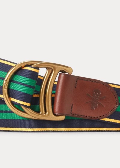 Cinturones Polo Ralph Lauren Hombre Azul Marino / Amarillos Dorados / Verdes - Equestrian Grosgrain